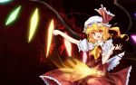  blonde_hair flandre_scarlet hat laevatein mebiri ponytail red_eyes short_hair side_ponytail solo touhou wallpaper wings 