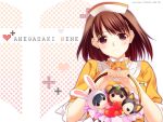  animal_ears bad_id basket bell brown_eyes brown_hair bunny_ears chibi hat heart highres love_plus mole rabbit_ears rei_(artist) rei_(rei's_room) smile tanuki wallpaper 