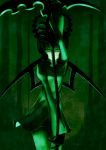  black_rock_shooter dead_master green green_eyes horns scythe solo wings yuu51057 
