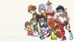  blue_eyes blue_hair brown_eyes brown_hair bukamon cowboy_hat digimon digimon_adventure dress everyone glasses gloves goggles goggles_on_head hajime_(hajime-ill-1st) hat ishida_yamato izumi_koushirou kido_jou koromon long_hair monster motimon multiple_boys multiple_girls nyaromon open_mouth playstation_portable red_hair redhead short_hair shorts smile tachikawa_mimi takaishi_takeru takenouchi_sora tanemon tokomon tsunomon yagami_hikari yagami_taichi yokomon 