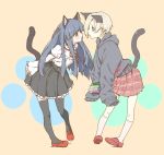  animal_ears bags_under_eyes black_legwear blonde_hair blue_hair blush book braid brown_eyes cat_ears cat_tail character_request earrings hair_over_one_eye hoodie idolmaster idolmaster_cinderella_girls jewelry kemonomimi_mode long_hair multiple_girls red_eyes sajou_yukimi shiba_itsuki shirasaka_koume short_hair skirt sleeves_past_wrists solo tail thigh-highs thighhighs tongue tongue_out 