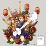  brown_eyes brown_hair copyright_request guitar instrument long_hair simple_background solo yamaada 