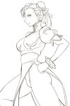  chun-li double_bun gus_(clarkii) hands_on_hips monochrome solo street_fighter 