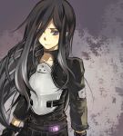  androgynous armor black_eyes black_hair gloves kirito kirito_(sao-ggo) long_hair solo sword_art_online trap weapon 
