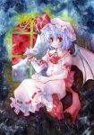  hat looking_at_viewer remilia_scarlet smile solo touhou traditional_media watercolor_(medium) wings yukaxcat 