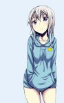  akino_sora blue_eyes blush breasts eila_ilmatar_juutilainen hands_in_pockets hoodie long_hair long_sleeves silver_hair solo star strike_witches 