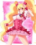  avy417 blonde_hair bow breasts choker cure_peach dress earrings fresh_precure! hair_ornament hairpin heart highres jewelry long_hair magical_girl momozono_love pink_eyes precure ribbon smile twintails very_long_hair wrist_cuffs 