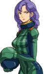  breasts character_request copyright_request green_eyes gundam gus_(clarkii) headwear_removed helmet helmet_removed holding_helmet large_breasts long_hair pilot_suit purple_hair rosamia_badam solo space_suit spacesuit zeta_gundam 