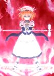  ahoge blue_eyes boots bow braid bunny dress gloves graf_eisen hammer hat highres long_hair lyrical_nanoha magic_circle mahou_shoujo_lyrical_nanoha_strikers orange_hair rabbit solo twin_braids unison vita yuu51057 