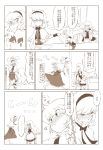  alice_margatroid blush chair cloth comic cup hairband highres kirisame_marisa kitchen monochrome multiple_girls non_(z-art) plate ribbon shanghai_doll table touhou translation_request 