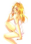  1girl blonde_hair koujiro_frau long_hair no_pants panties robotics;notes solo strap_slip underwear yellow_eyes 