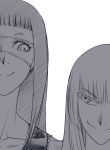  c.l.u. eyepatch head_out_of_frame jormungand koko_hekmatyar looking_at_another monochrome multiple_girls sketch sofia_valmer 