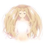  closed_eyes collarbone eyebrows eyes_closed foreshortening highres k-on! kotobuki_tsumugi light long_hair nude omaru_gyuunyuu very_long_hair 