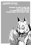  animal_ears dithering drawfag english fox_ears fox_tail hands_in_sleeves monochrome multiple_tails public_service_announcement short_hair solo tail text touhou truth yakumo_ran 