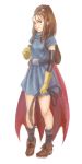  barbara belt boots brown_eyes brown_hair cape dragon_quest dragon_quest_vi gloves high_ponytail lips looking_at_viewer pigeon-toed solo standing tamaru_tokihiko whip 