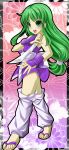  absurdres blush ganbare_goemon green_eyes green_hair highres long_hair mino106 open_mouth smile solo very_long_hair yae 