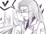  blush c.l.u. eyepatch jormungand koko_hekmatyar monochrome multiple_girls nuzzle sketch sofia_valmer yuri 