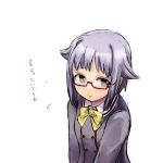  bespectacled blush brown_eyes glasses idolmaster idolmaster_cinderella_girls koshimizu_sachiko looking_at_viewer purple_hair red-framed_glasses short_hair smile solo urokoro 