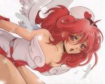  angel_wings bent_over blush breasts cleavage duel_monster feathers hat injection_fairy_lily long_hair nurse nurse_cap pink_hair red_eyes red_hair solo toniomi wings yu-gi-oh! yuu-gi-ou yuu-gi-ou_duel_monsters 