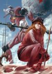  animal_hat blue_eyes cat_hat cloud clouds cross eva_02 evangelion:_3.0_you_can_(not)_redo eyepatch hat komgakure long_hair looking_away neon_genesis_evangelion orange_hair plugsuit polearm rebuild_of_evangelion shikinami_asuka_langley sky soryu_asuka_langley souryuu_asuka_langley sphere squatting track_jacket weapon 