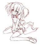  highres jun_(noiji_guren_0220) lineart monochrome silica sitting smile solo sword_art_online thigh-highs thighhighs wariza 