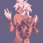  baddap_sleed chain chains from_behind gloves hourglass inazuma_eleven inazuma_eleven_(series) looking_back male nude shiro_(reptil) simple_background solo tattoo 