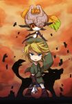  blue_eyes gloves hat helmet imp kyoi link midna pointy_ears red_eyes smile sword the_legend_of_zelda twilight_princess weapon wolf 