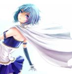  1girl blood blue_eyes blue_hair cape detached_sleeves mahou_shoujo_madoka_magica miki_sayaka skirt solo tears 