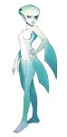  blue_eyes blue_skin breasts extra_eyes hand_on_hip hosakan_no.2 knees_on_chest monster_girl navel no_nipples nude ocarina_of_time pointy_ears princess_ruto smile solo standing the_legend_of_zelda webbed_feet zora 