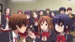  6+girls animated animated_gif chuunibyou_demo_koi_ga_shitai! clapping eating eyepatch multiple_girls nibutani_shinka screencap tagme takanashi_rikka togashi_yuuta 