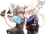  1girl ahoge animal animal_ears basket biting blush capelet cat_ears cat_tail finger_biting glasses grey_hair jeweled_pagoda jewelry kemonomimi_mode long_sleeves morichika_rinnosuke mouse mouse_ears mouse_tail nazrin open_mouth pendant red_eyes saliva short_hair silver_hair tail tamo_no_ko touhou trembling wide_sleeves yellow_eyes 