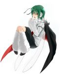  antennae arm_warmers bifrst cape earmuffs green_hair highres leg_warmers red_eyes short_hair shorts simple_background solo touhou white_background wings wriggle_nightbug 