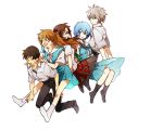  3girls ayanami_rei blue_eyes brown_hair glasses ikari_shinji long_hair makinami_mari_illustrious multiple_boys multiple_girls nagisa_kaworu nashimura neon_genesis_evangelion orange_hair rebuild_of_evangelion red_eyes school_uniform shikinami_asuka_langley short_hair soryu_asuka_langley souryuu_asuka_langley twintails white_hair 