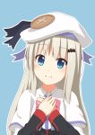  absurdres blue_eyes cape dacchi hat highres little_busters!! long_hair noumi_kudryavka school_uniform silver_hair smile solo 