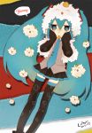  :t aqua_eyes aqua_hair detached_sleeves hands_on_own_face hatsune_miku ibo_(tototoii) long_hair necktie skirt solo thigh-highs thighhighs twintails very_long_hair vocaloid wavy_mouth 