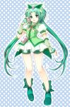  akimoto_komachi bike_shorts blush boots brooch butterfly_hair_ornament cure_mint green_eyes green_hair hair_ornament highres jewelry long_hair magical_girl open_mouth precure shorts_under_skirt skirt smile solo twintails yes!_precure_5 yoshii_yumi 