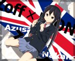  amage_kanade black_hair brown_eyes glasses holding holding_glasses k-on! long_hair nakano_azusa school_uniform solo twintails union_jack 
