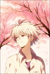  cherry_blossoms hasegawa_(yonbunnoichi) male nagisa_kaworu neon_genesis_evangelion red_eyes short_hair solo white_hair 