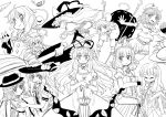  alice_margatroid blush closed_eyes dowsing_rod eyes_closed hat hinanawi_tenshi kawashiro_mitori kirisame_marisa komeiji_koishi long_hair monochrome multiple_girls murasa_minamitsu nazrin nibi original patchouli_knowledge short_hair smile touhou usami_renko witch_hat yakumo_yukari 