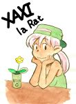  baseball_cap caracol character_name elf flower hat original pink_hair pointy_ears solo white_background 