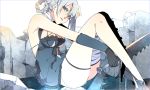  bandage belt bow braid breasts chain chains elbow_gloves flower frills gloves grey_eyes hair_ornament high_heels kaine_(nier) large_breasts leg_hug lingerie long_legs negligee nier panties ribbon shoes short_hair silver_hair sitting slender_waist solo sword thigh-highs thigh_strap thighhighs underwear weapon white_hair white_panties wm32 