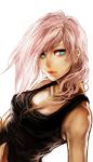  alternate_costume aqua_eyes aya_brea_(cosplay) bare_shoulders blue_eyes dissidia_012_final_fantasy dissidia_final_fantasy f-wd final_fantasy final_fantasy_xiii fwd lightning_(ff13) lightning_farron lips pink_hair simple_background solo 