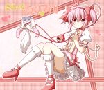  alternate_costume animal_ears bubble_skirt cosplay crossover heart heart_of_string high_heels highres kaname_madoka kaname_madoka_(cosplay) komeiji_satori kyubey look-alike magical_girl mahou_shoujo_madoka_magica ominaeshi_(takenoko) pink_eyes pink_hair red_eyes revision shoes short_hair short_twintails skirt strangling tail third_eye touhou twintails 