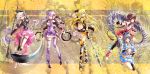  absurdres ahoge bare_shoulders blonde_hair blue_eyes boots braid brown_hair highres ia ia_(vocaloid) kingchenxi lily_(vocaloid) long_hair looking_at_viewer luo_tianyi midriff multiple_girls navel open_mouth pink_hair polearm purple_eyes purple_hair scythe skirt smile spear thigh-highs thigh_boots thigh_strap thighhighs twin_braids twintails very_long_hair violet_eyes vocaloid weapon yuezheng_ling yuzuki_yukari 