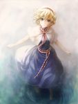  alice_margatroid blonde_hair blue_eyes capelet dress hairband highres ikmg looking_at_viewer ripples short_hair smile solo touhou water 