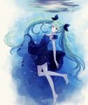  1girl bubble dorris dress hatsune_miku shinkai_shoujo_(vocaloid) solo twintails underwater vocaloid 