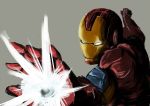  1boy arm_cannon glowing glowing_eyes iron_man marvel power_armor simple_background solo tomako_(tatihitoe) tony_stark weapon 