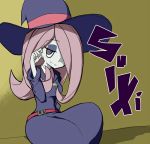  1girl brown_hair character_name female hair_over_one_eye hat little_witch_academia long_hair smile solo sucy_manbabalan urusugu witch witch_hat 