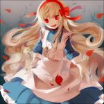  blonde_hair character_request dress flower hairband jewelry kagerou_project long_hair mary_(kagerou_project) miiyuro necklace open_mouth petals red_eyes ribbon rose solo souzou_forest_(vocaloid) vocaloid 