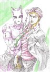  color_trace colored_pencil_(medium) formal jojo_no_kimyou_na_bouken katomiman killer_queen kira_yoshikage necktie stand_(jojo) suit traditional_media 